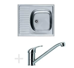 Franke Colonnes - Kit De Cuisine N32, évier En Inox ETN 611-58 + Robinet FB 250, Chrome 101.0283.215