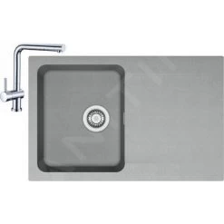 Franke Colonnes - Set De Cuisnine T31, évier En Tectonite OID 611-78, Gris+ Robinet Samoa, Chrome 114.0425.806