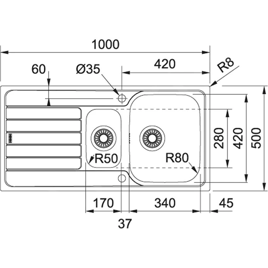 Franke Spark - Évier En Inox SKX 651, 1000x500 Mm 101.0504.085 4 Franke Spark - Évier En Inox SKX 651, 1000x500 Mm 101.0504.085 – Image 2
