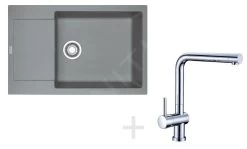 Franke Colonnes - Set De Cuisine G75, évier En Fragranit MRG 611-78 BB, Pierre Grise + Robinet Samoa, Chrome 114.0365.430