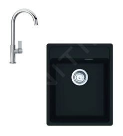 Franke Colonnes - Ensemble G240, évier En Fragranit MRG 610-37 RTL Et Mitigeur FP 0408.031, Noir Mat / Chrome 114.0675.646