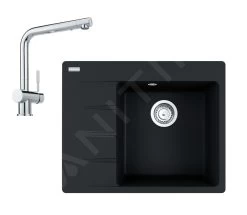 Franke Colonnes - Set G220, évier En Fragranit CNG 611-62 TL / 7 Et Mitigeur Samoa, Onyx / Chrome 114.0650.747