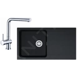 Franke Colonnes - Set De Cuisine T39, évier En Tectonite OID 611, Noir + Robinet SAMOA 114.0441.299