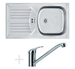 Franke Colonnes - Set De Cuisine N48, évier En Inox ETN 614 6/4" NOVA + Robinet FB 250, Chrome 101.0366.097