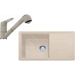 Franke Colonnes - Kit De Cuisine G122, évier En Fragranit BSG 611-78/39, Sahara + Robinet FC 9547.082, Chrome/sahara 114.0441.183