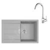 Franke Colonnes - Ensemble De Cuisine T104, évier En Tectonite S2D 611-78 Et Mitigeur FP 9000.031, Gris / Chrome 143.0675.727