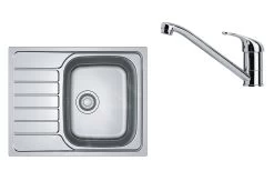 Franke Colonnes - Ensemble N76, évier Inox SKN 611-63 Et Robinetterie FB 250.031, Inox/chrome 101.0618.837