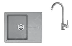 Franke Colonnes - Ensemble G172, évier En Fragranit BFG 611-62 Et Robinetterie FP 9000.084, Gris Pierre/gris Pierre 114.0619.581