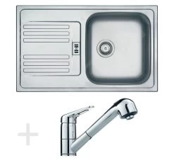 Franke Colonnes - Set De Cuisine N12, évier En Inox EFN 614-78 + Robinet FC 9547.031, Chrome 101.0684.401