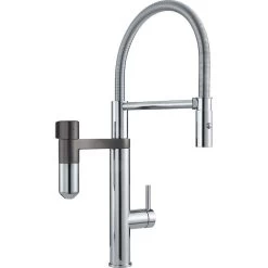 Franke Mitigeurs Filtrants - Vital Tap Mitigeur D’évier Avec Filtration D’eau Intégrée, Bec Flexible Et Douchette, Chrome/gun Metal 120.0621.230