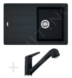 Franke Colonnes - Set De Cuisine G57, évier En Granit BFG 611-78, Onyx + Robinet FC 9547, Onyx 114.0323.914