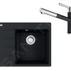 Franke Colonnes - Ensemble G223, évier En Fragranit CNG 611-62 TL / 7 Et Mitigeur FC 3055.901, Noir Mat / Chrome 114.0675.668