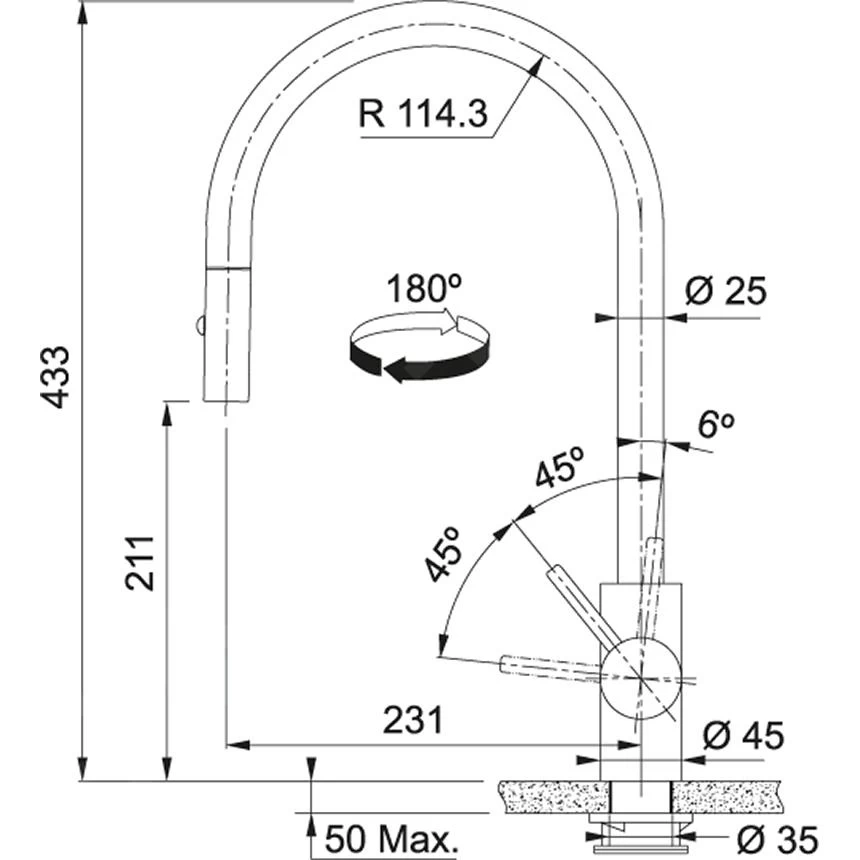 Franke Eos Neo - Mitigeur D'évier FC 0045.503 Avec Douchette Extractible, Anthracite 115.0628.256 4 Franke Eos Neo - Mitigeur D'évier FC 0045.503 Avec Douchette Extractible, Anthracite 115.0628.256 – Image 2