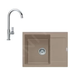 Franke Colonnes - Ensemble De Cuisine G165, évier En Fragranit MRG 611-62 Et Mitigeur FP 0408.031, Cachemire / Chrome 114.0587.922