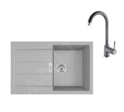 Franke Colonnes - Ensemble De Cuisine T105, évier En Tectonite S2D 611-78 Et Mitigeur FP 9000.084, Gris 143.0675.731