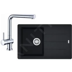 Franke Colonnes - Set De Cuisine G97, évier En Granit BFG 611-78, Onyx + Robinet SAMOA, Chrome 114.0439.152