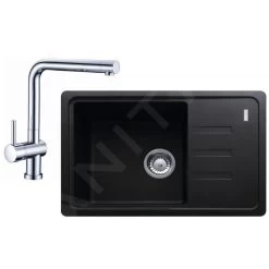 Franke Colonnes - Set De Cuisine G116, évier En Fragranit BSG 611-62, Onyx + Robinet SAMOA, Chrome 114.0440.605