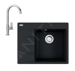 Franke Colonnes - Set G222, évier En Fragranit CNG 611-62 TL / 7 Et Mitigeur FP 0408.031, Onyx / Chrome 114.0650.767