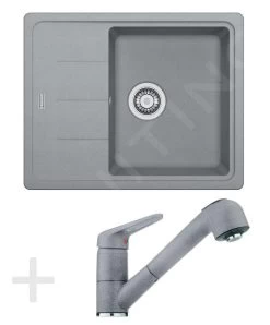Franke Colonnes - Set De Cuisine G55, évier En Granit BFG 611-62, Pierre Grise + Robinet FC 9547, Pierre Grise 114.0323.821