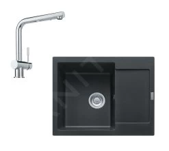 Franke Colonnes - Set G7, évier Fragranit MRG 611-62 Et Mitigeur Samoa, Noir Mat / Chrome 114.0650.568