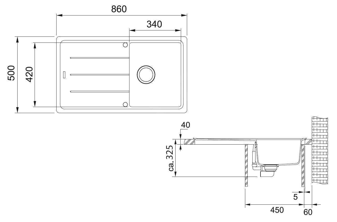 Franke Basis - Évier En Fragranit BFG 611-86, 860x500 Mm, Onyx 114.0494.913 4 Franke Basis - Évier En Fragranit BFG 611-86, 860x500 Mm, Onyx 114.0494.913 – Image 2