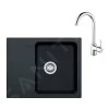 Franke Colonnes - Ensemble T94, évier En Tectonite OID 611-62 Et Mitigeur FP 9000.031, Noir / Chrome 143.0675.615