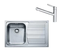 Franke Colonnes - Set N82, évier En Inox LLX 611/2 Et Mitigeur FC 3054.031, Inox / Chrome 101.0650.595