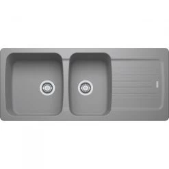 Franke Aveta AVD 621 Evier 116x50cm Avec Double Cuve Et égouttoir Réversible, Fradura, Gris (AVD621SE)