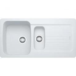 Franke Aveta AVD 651 Evier 97x50cm Avec Vide-sauce Et égouttoir Réversible, Fradura, Blanc (AVD651B)