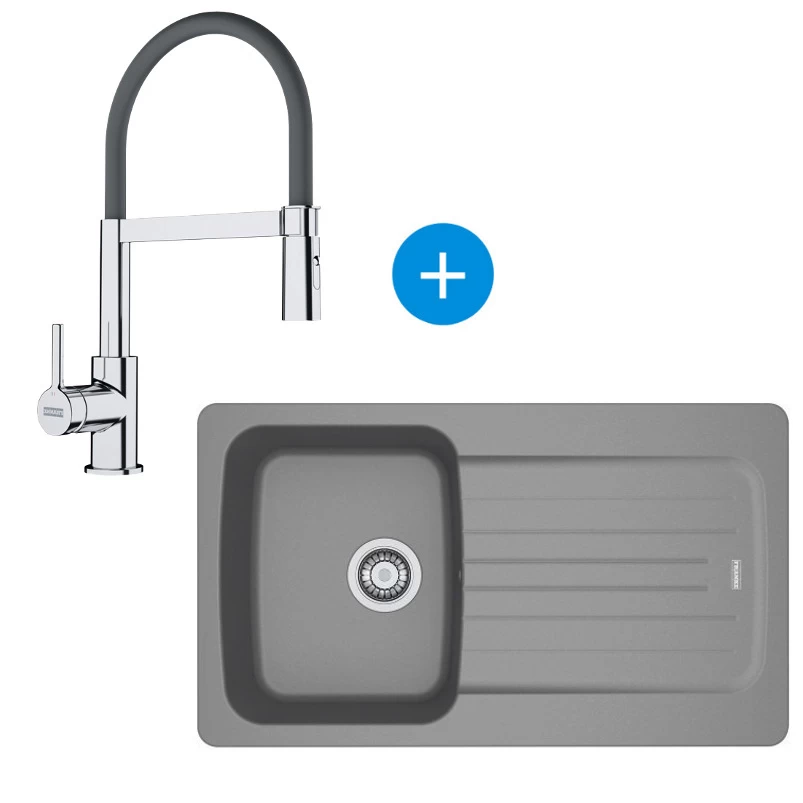 Franke Aveta Evier 86x50cm Avec égouttoir Réversible Fradura, Gris + Mitigeur Cuisine Semi-pro, Douchette Extractible, Chrome/Gris 3 Franke Aveta Evier 86x50cm Avec égouttoir Réversible Fradura, Gris + Mitigeur Cuisine Semi-pro, Douchette Extractible, Chrome/Gris