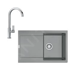 Franke Colonnes - Ensemble De Cuisine G167, évier En Fragranit MRG 611 Et Mitigeur FP 0408.031, Pierre Gris / Chrome 114.0587.944