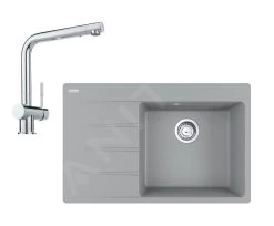 Franke Colonnes - Set G224, évier En Fragranit CNG 611-78 TL / 7 Et Mitigeur Samoa, Pierre Grise / Chrome 114.0650.802