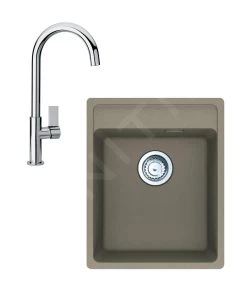 Franke Colonnes - Ensemble G240, évier En Fragranit MRG 610-37 RTL Et Mitigeur FP 0408.031, Cachemire / Chrome 114.0675.650