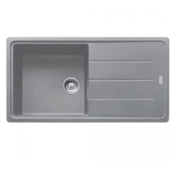 Franke Basis BFG 611-97 Evier 97x50cm Avec égouttoir Réversible, Fragranit +, Pierre Grise (BFG611-97SK)