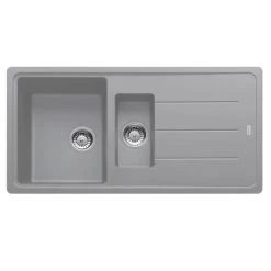 Franke Basis BFG 651 Evier 97x50cm Avec Vide Sauce Et égouttoir Réversible, Fragranite +, Pierre Grise (BFG651SK)