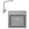 Franke Colonnes - Ensemble De Cuisine T13, évier En Tectonite SID 610 Et Mitigeur Samoa, Gris / Chrome 143.0650.597