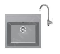 Franke Colonnes - Ensemble De Cuisine T103, évier En Tectonite SID 610 Et Mitigeur FP 9000.084, Gris 143.0675.725