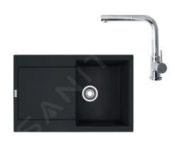 Franke Colonnes - Set G40, évier En Fragranit MRG 611 Et Mitigeur FN 0147.031, Noir Mat / Chrome 114.0650.572