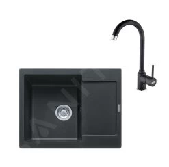 Franke Colonnes - Ensemble De Cuisine G166, évier En Fragranit MRG 611-62 Et Mitigeur FP 9000.071, Onyx 114.0587.933