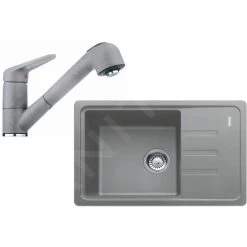 Franke Colonnes - Set De Cuisine G118, évier En Fragranit BSG 611-62 + Robinet FC 9547.084, Pierre Grise 114.0440.850