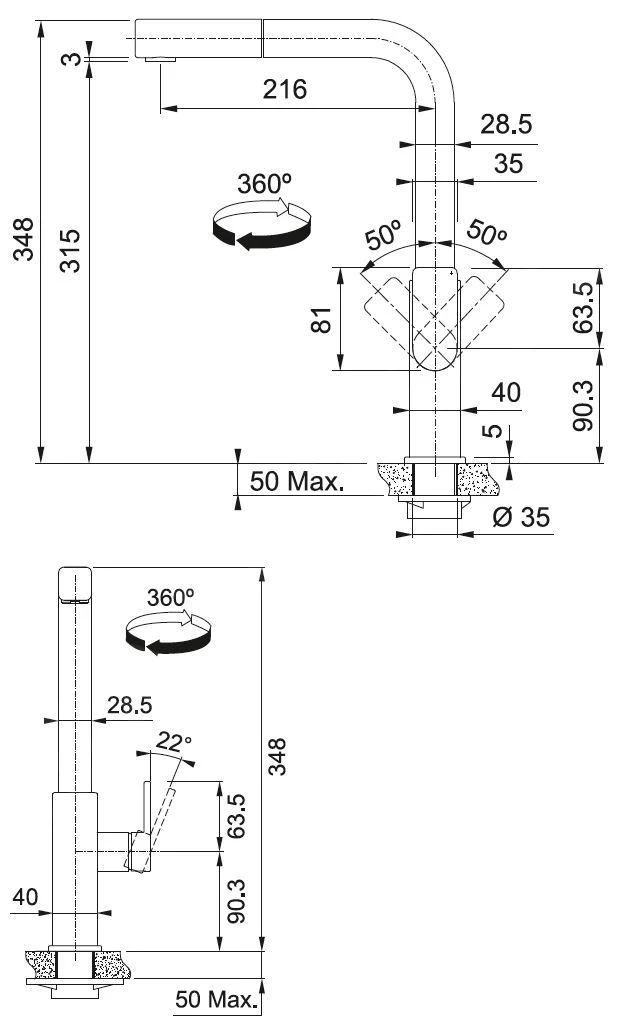 Franke Mythos - Mitigeur D'évier FC 0442 Avec Bec Extractible, Noir 115.0550.442 4 Franke Mythos - Mitigeur D'évier FC 0442 Avec Bec Extractible, Noir 115.0550.442 – Image 2