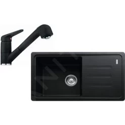 Franke Colonnes - Set De Cuisine G122, évier En Fragranit BSG 611-78/39, Onyx + Robinet FC 9547.071, Chrome/onyx 114.0441.181