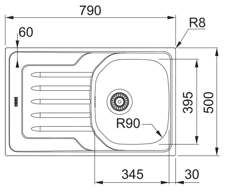 Franke Onda - Évier OLN 611-79, 790x500 Mm, Inox 101.0613.040 4 Franke Onda - Évier OLN 611-79, 790x500 Mm, Inox 101.0613.040 – Image 2