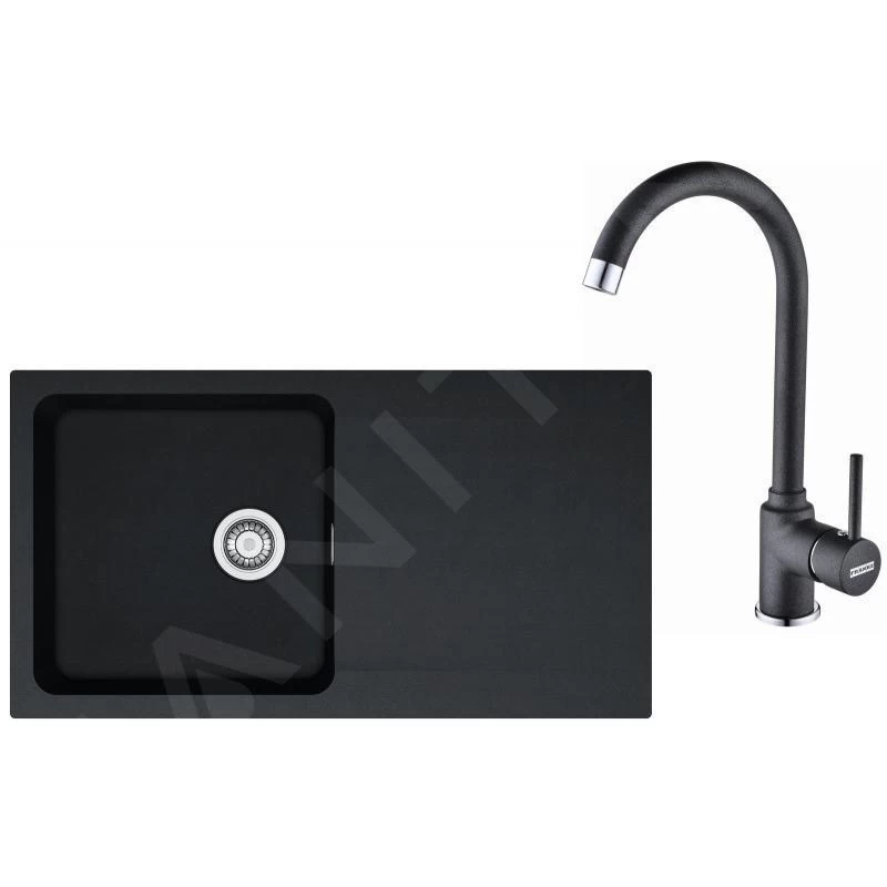 Franke Colonnes - Kit De Cuisine T41. évier En Tectonite OID 611, Noir + Robinet FP 9900.099, Noir 114.0441.337 3 Franke Colonnes - Kit De Cuisine T41. évier En Tectonite OID 611, Noir + Robinet FP 9900.099, Noir 114.0441.337