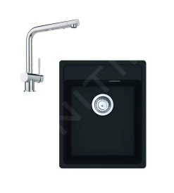 Franke Colonnes - Ensemble G242, évier En Fragranit MRG 610-37 RTL Et Mitigeur Samoa, Onyx / Chrome 114.0675.642