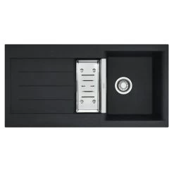Franke JAG 651 Evier De Cuisine Avec Cuve + Vide Sauce Intégré, 51x100cm, Fragranit+, Noir (114.0159.310)