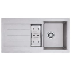 Franke JAG 651 Evier De Cuisine Avec Cuve + Vide Sauce Intégré, 51x100cm, Fragranit+, Platinum (114.0075.838)