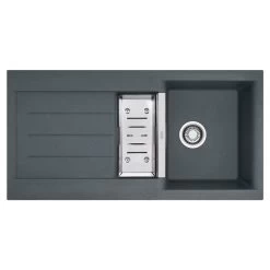 Franke JAG 651 JAG 651 Evier De Cuisine Avec Cuve + Vide Sauce Intégré, 51x100cm, Fragranit+, Graphite (114.0074.668)