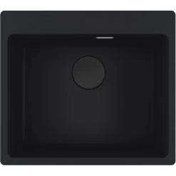 Franke Maris MRG 610-54 Evier à Encastrer 59x50cm, Avec Bonde Et Siphon Gain De Place, En Fragranit+, Noir Mat + Cache Bonde