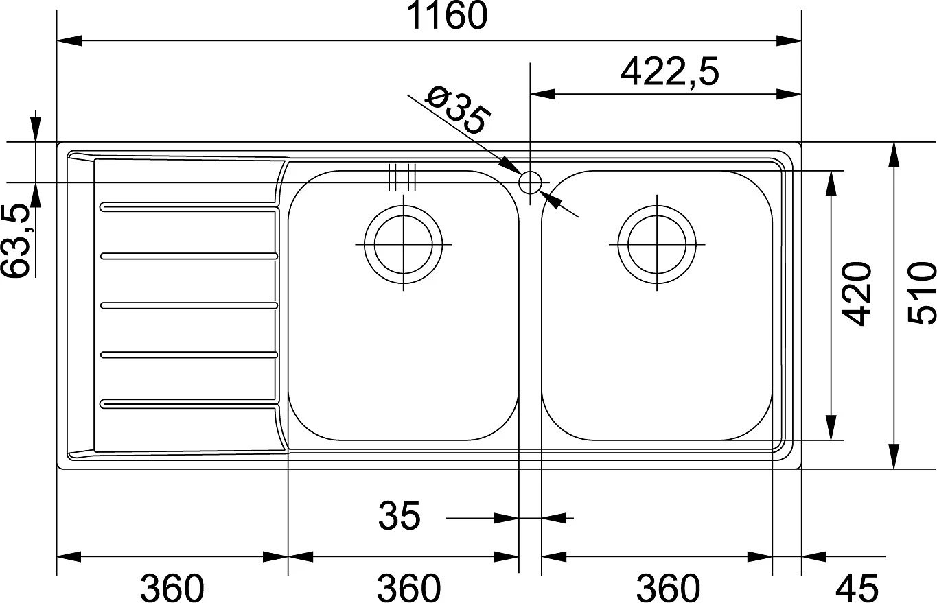 Franke Neptun - Inox Evier NEX 621/7, 1160x510 Mm + Siphon (101.0120.274) 4 Franke Neptun - Inox Evier NEX 621/7, 1160x510 Mm + Siphon (101.0120.274) – Image 2